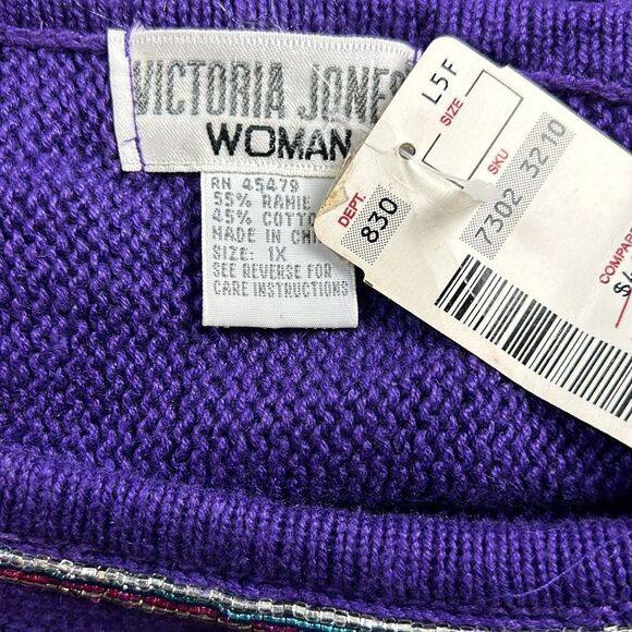 NEW women’s plus size colorful beaded sequins 80s 90s sweater size 1X holiday - Picture 12 of 14